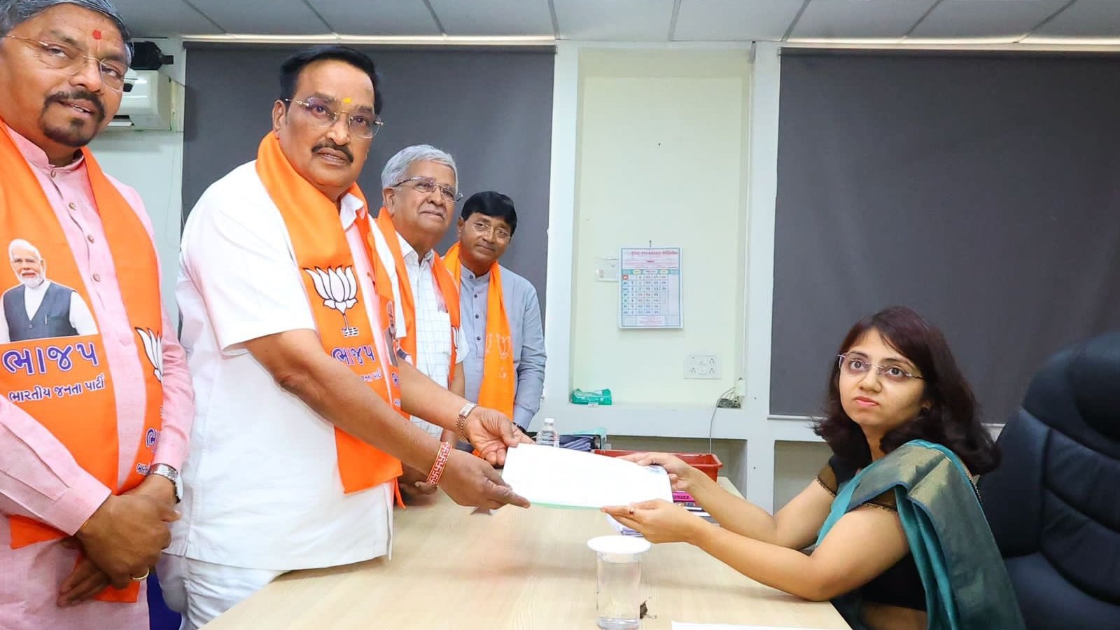 Paatil and a candidate from the Congress party has submitted their applications to run for elections in Navsari.