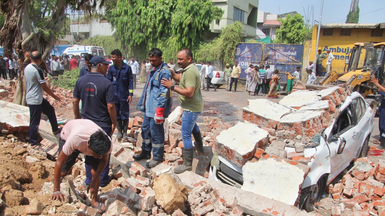 Two people have died in Ahmedabad after a wall collapsed