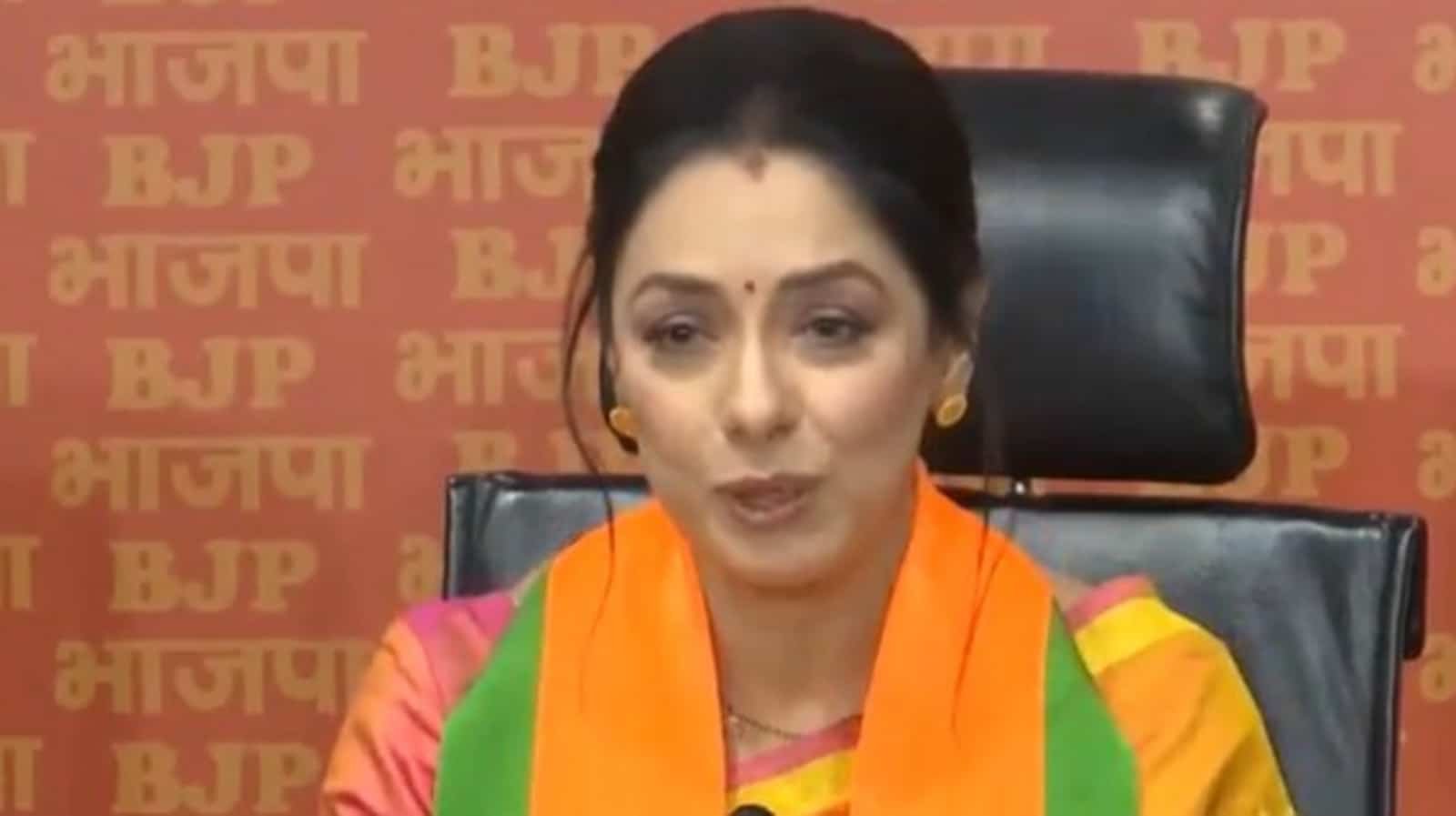 Rupali Ganguly, who acts in the TV show Anupamaa, has joined the Bhartiya Janata Party in Delhi.